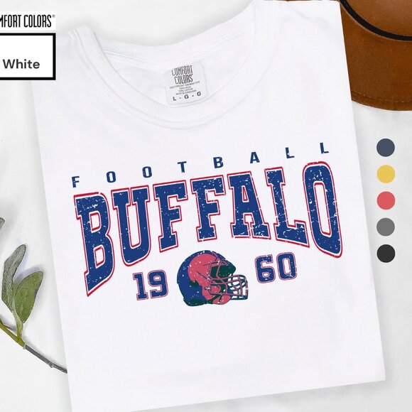 Comfort Colors Buffalo Football Shirt, High Quality 1960 Helmet Tee, Retro 169 - Picture 1 of 4